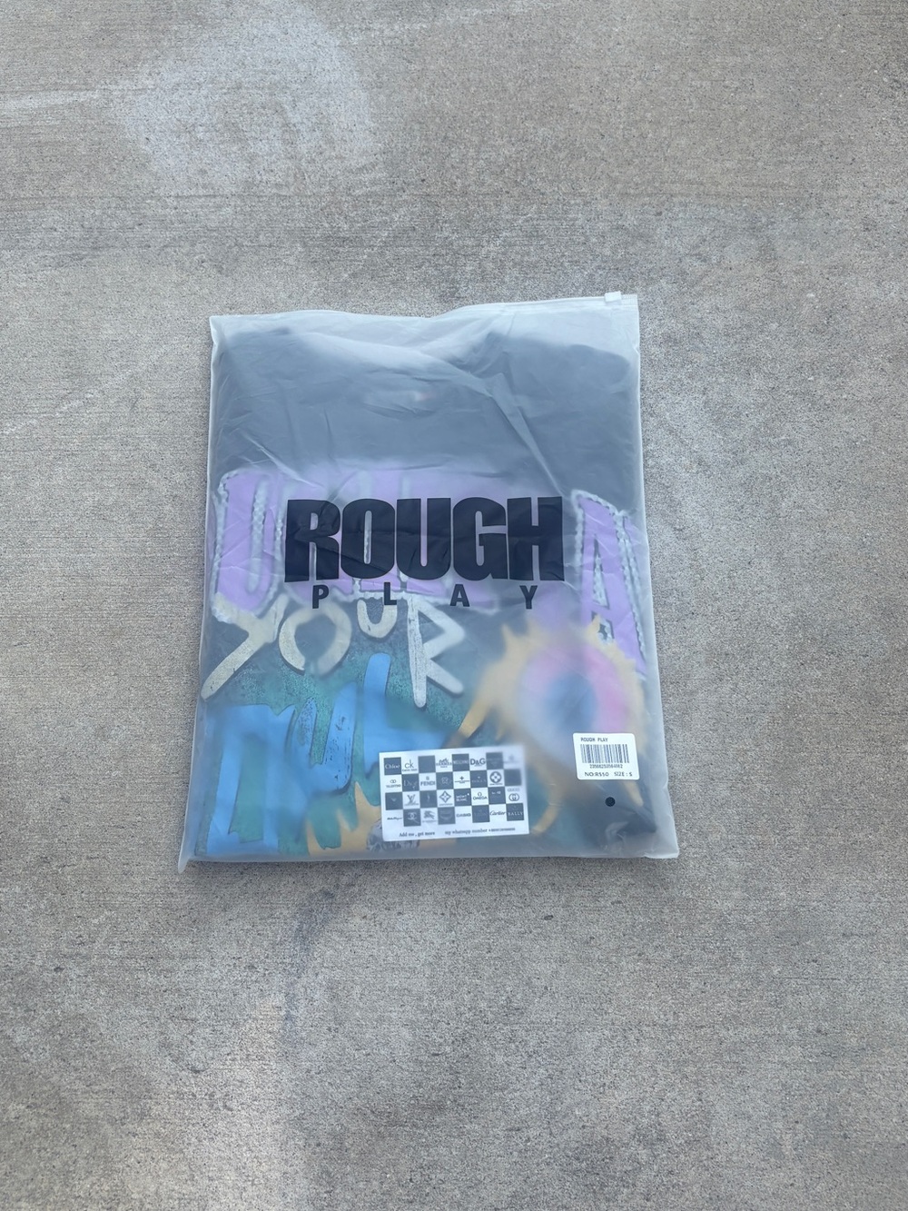 Roughplay Men's Long -Sleeve Graphic Tee in Black with Multicolor Print